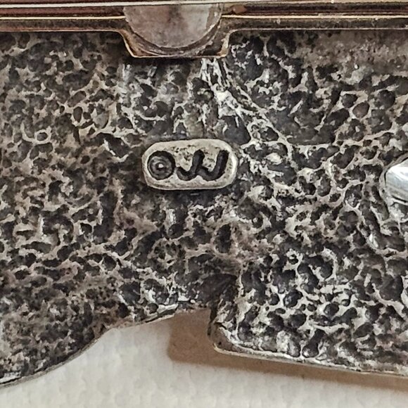 JJ Silver Tone Pewter Cat Fishbowl Brooch Marked Pin - Picture 3 of 7